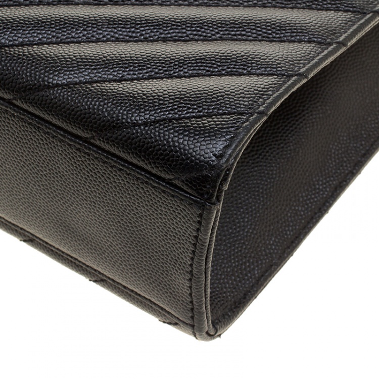 Pre Owned Saint Laurent Paris Black Matelasse Leather Large Cassandre Flap Bag
