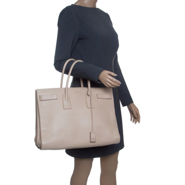 Pre Owned Saint Laurent Beige Leather Large Sac De Jour Tote