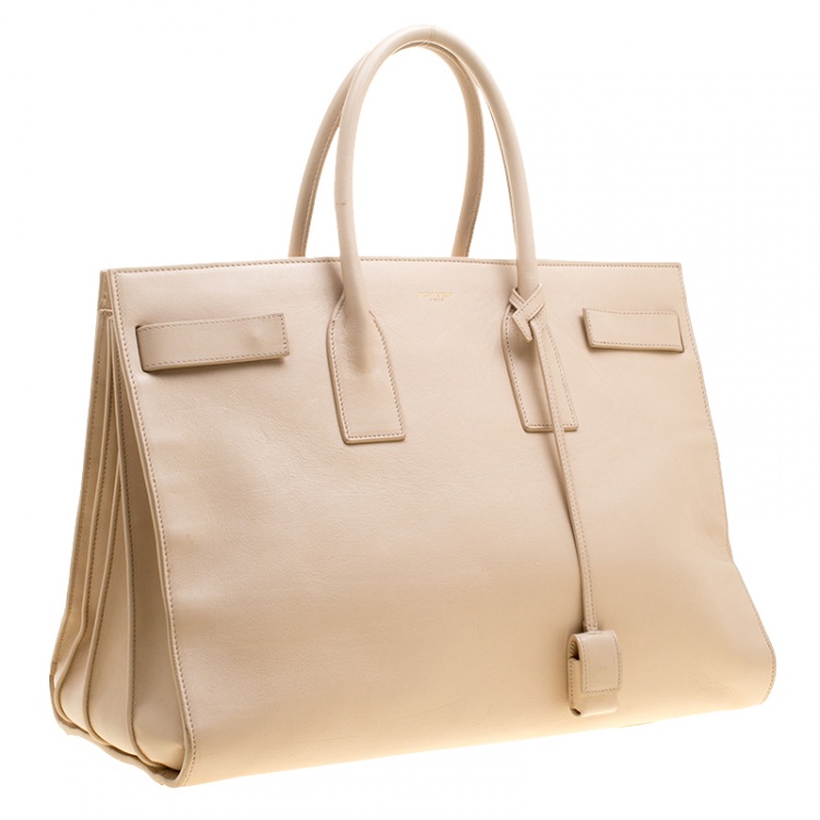 Pre Owned Saint Laurent Beige Leather Large Sac De Jour Tote