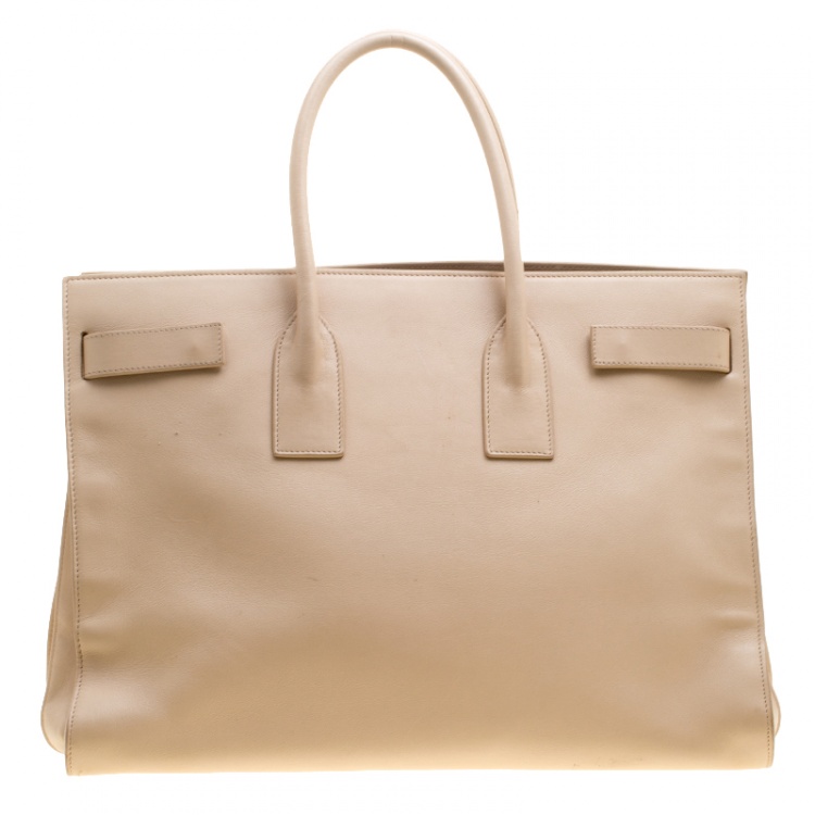 Pre Owned Saint Laurent Beige Leather Large Sac De Jour Tote