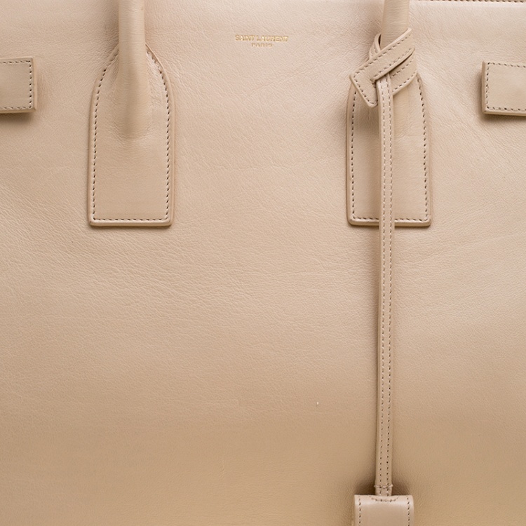 Pre Owned Saint Laurent Beige Leather Large Sac De Jour Tote