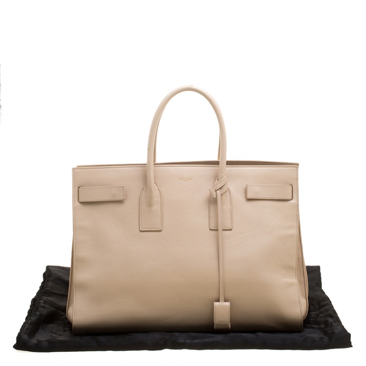 Pre Owned Saint Laurent Beige Leather Large Sac De Jour Tote