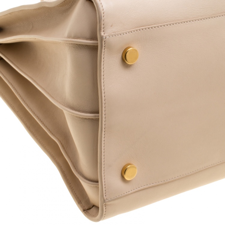 Pre Owned Saint Laurent Beige Leather Large Sac De Jour Tote