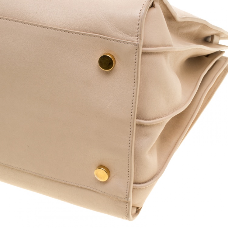 Pre Owned Saint Laurent Beige Leather Large Sac De Jour Tote