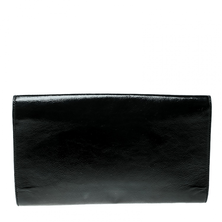 Pre Owned Saint Laurent Black Patent Leather Belle De Jour Flap Clutch