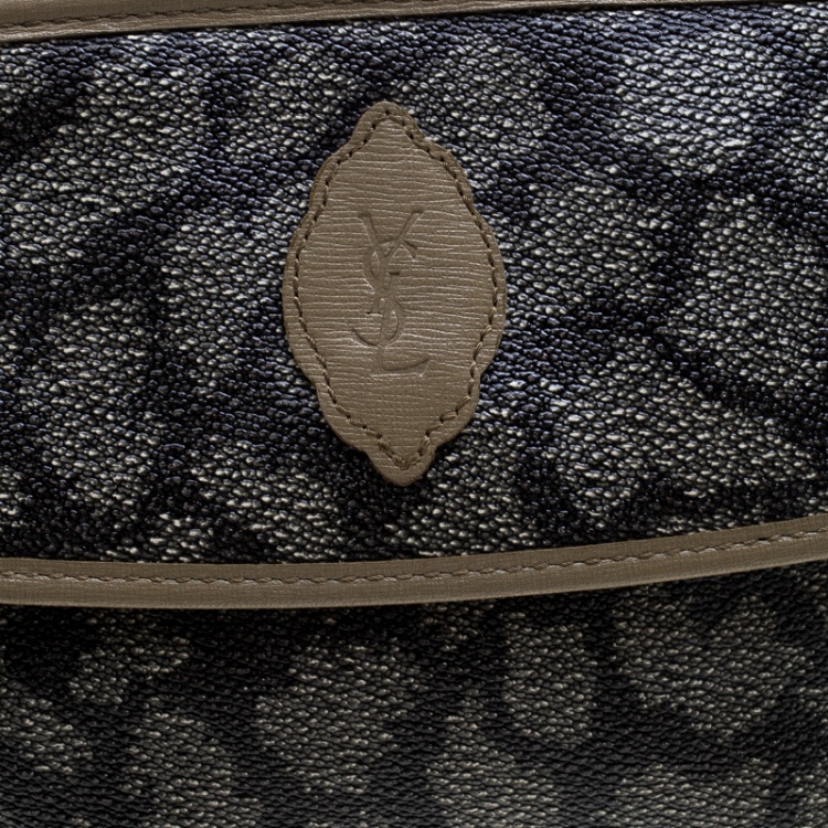 Pre Owned Saint Laurent Beige/Brown Printed Coated Canvas Cosmetic Pouch