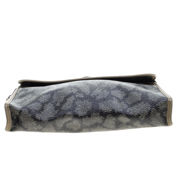 Pre Owned Saint Laurent Beige/Brown Printed Coated Canvas Cosmetic Pouch