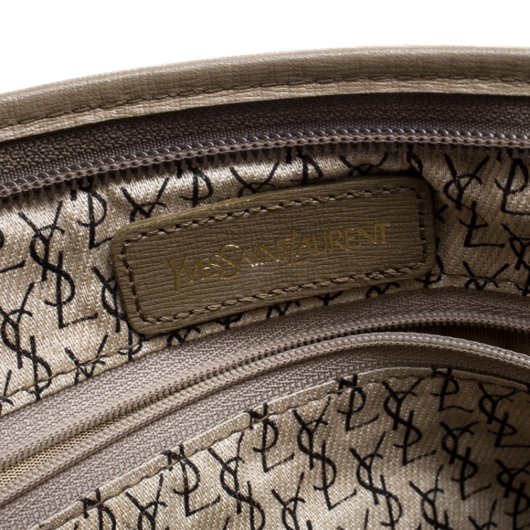 Pre Owned Saint Laurent Beige/Brown Printed Coated Canvas Cosmetic Pouch