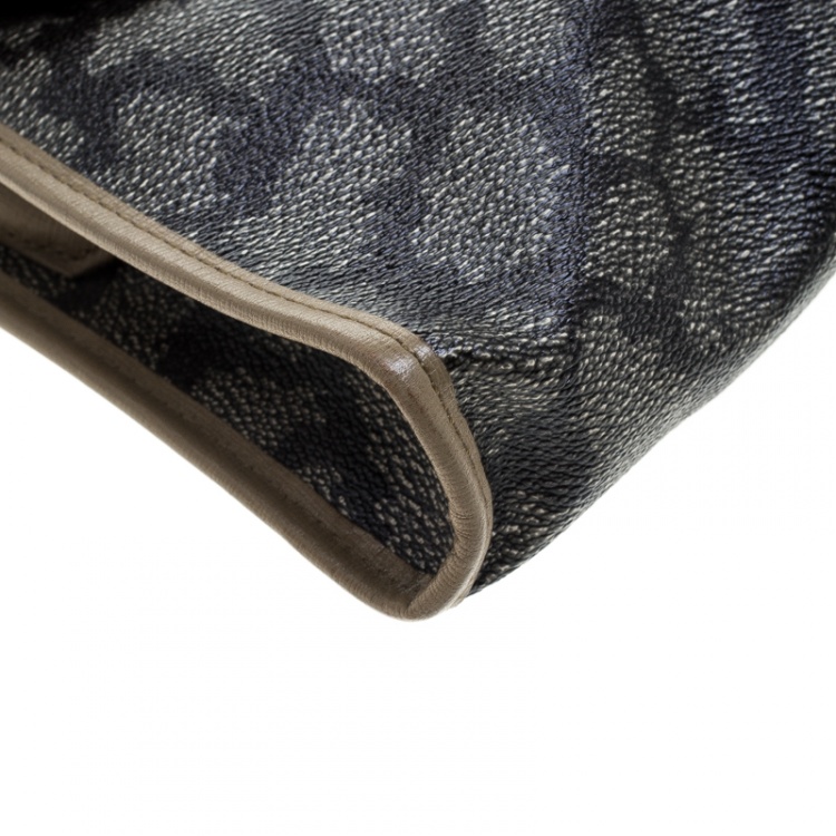 Pre Owned Saint Laurent Beige/Brown Printed Coated Canvas Cosmetic Pouch