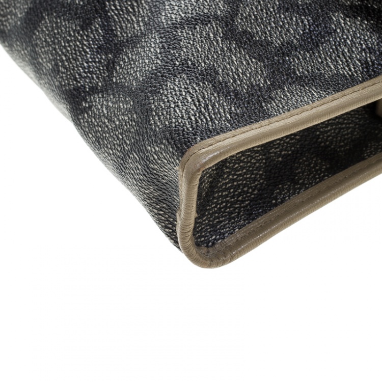 Pre Owned Saint Laurent Beige/Brown Printed Coated Canvas Cosmetic Pouch