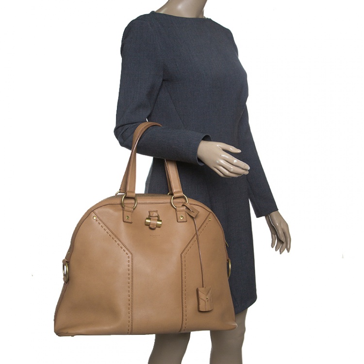 Pre Owned Saint Laurent Camel Leather Muse Satchel