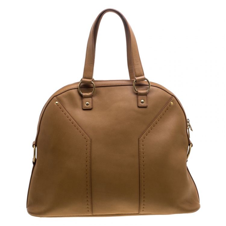 Pre Owned Saint Laurent Camel Leather Muse Satchel