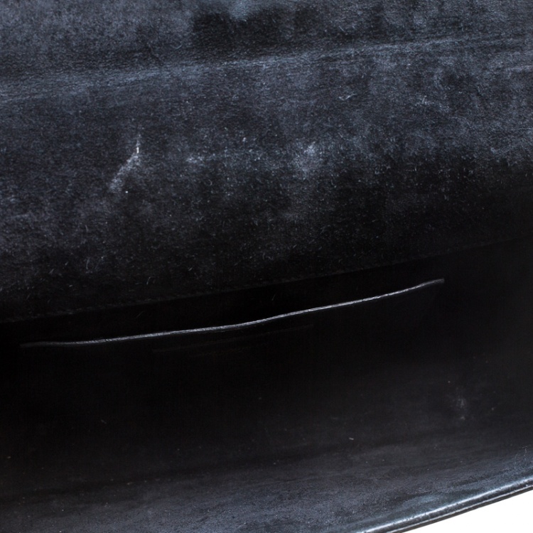 Pre Owned Saint Laurent Black Patent Leather Cassandre Clutch