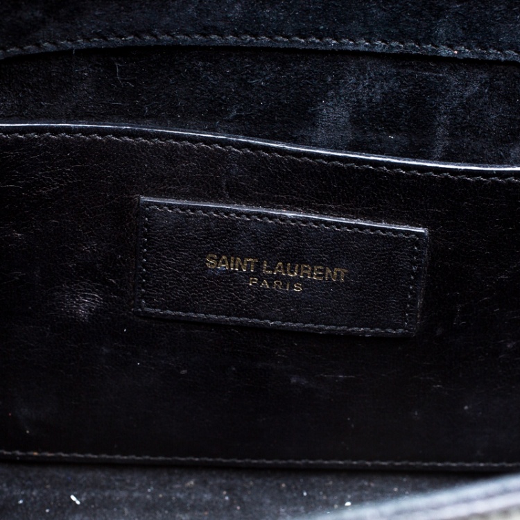 Pre Owned Saint Laurent Black Patent Leather Cassandre Clutch