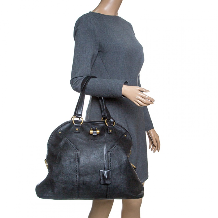 Pre Owned Saint Laurent Paris Black Leather Oversized Muse Tote