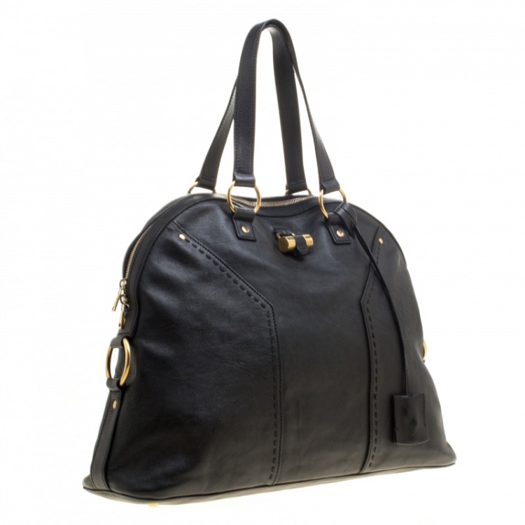 Pre Owned Saint Laurent Paris Black Leather Oversized Muse Tote