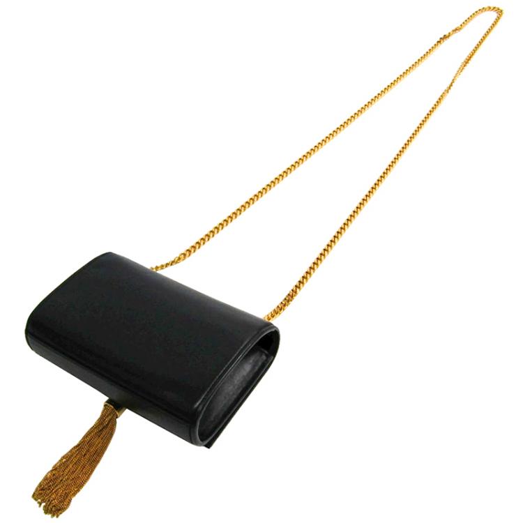 Pre Owned Saint Laurent Paris Black Leather Small Kate Tassel Bag