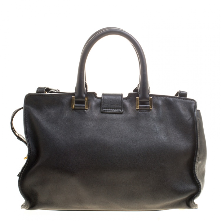 Pre Owned Saint Laurent Black Leather Small Cabas Chyc Tote