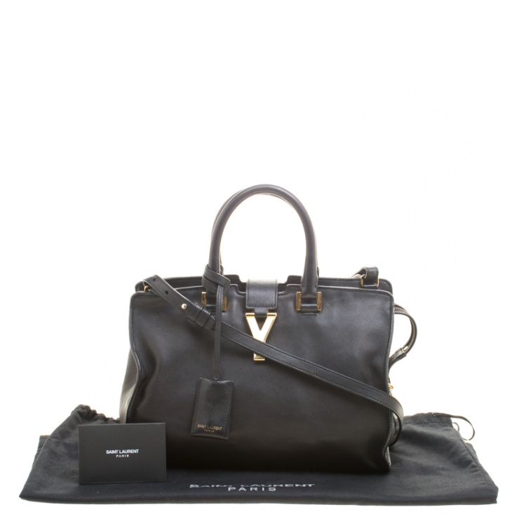 Pre Owned Saint Laurent Black Leather Small Cabas Chyc Tote