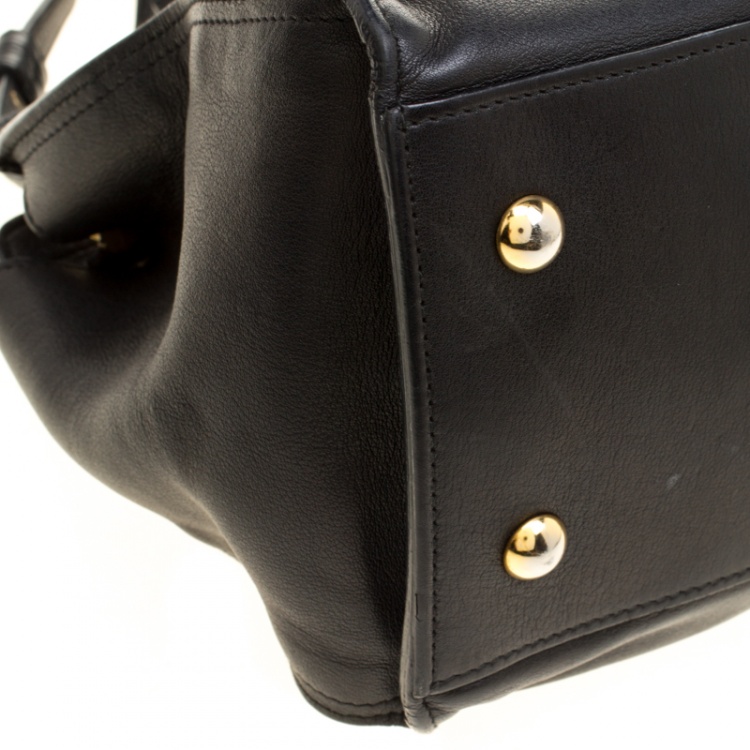 Pre Owned Saint Laurent Black Leather Small Cabas Chyc Tote
