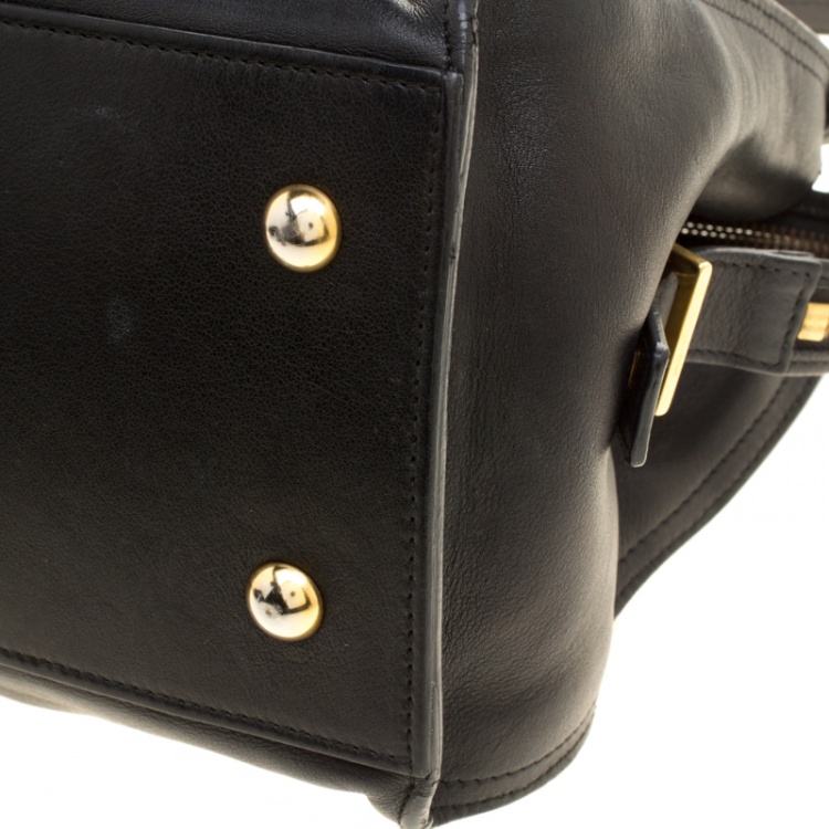 Pre Owned Saint Laurent Black Leather Small Cabas Chyc Tote