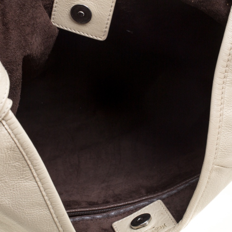 Pre Owned Saint Laurent Light Beige Leather Mombasa Hobo