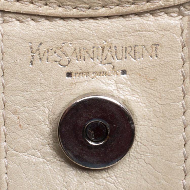 Pre Owned Saint Laurent Light Beige Leather Mombasa Hobo