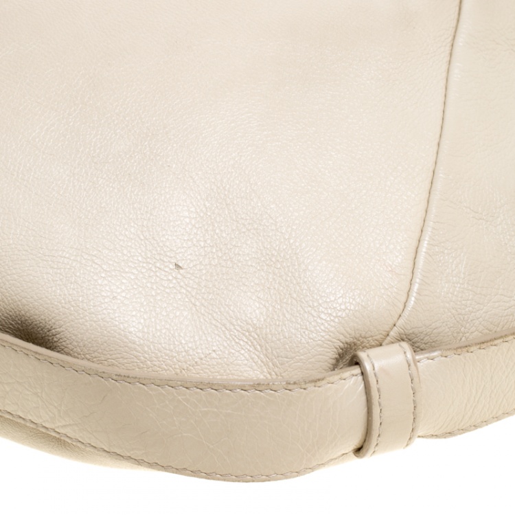 Pre Owned Saint Laurent Light Beige Leather Mombasa Hobo