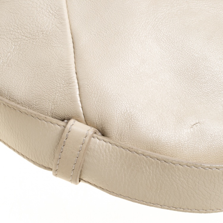 Pre Owned Saint Laurent Light Beige Leather Mombasa Hobo