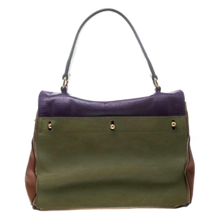 Pre Owned Saint Laurent Multicolor Leather and Suede Medium Muse Two Satchel