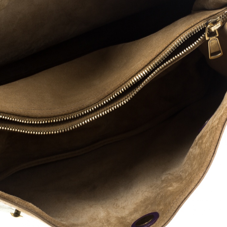 Pre Owned Saint Laurent Multicolor Leather and Suede Medium Muse Two Satchel