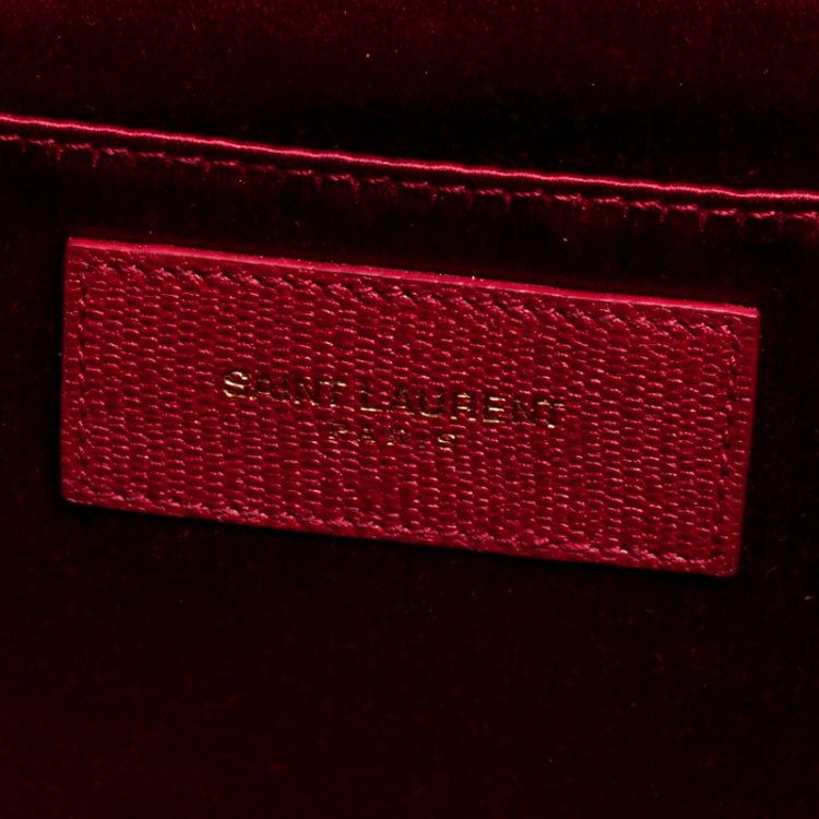 Pre Owned Saint Laurent Red Leather Large Chyc Clutch