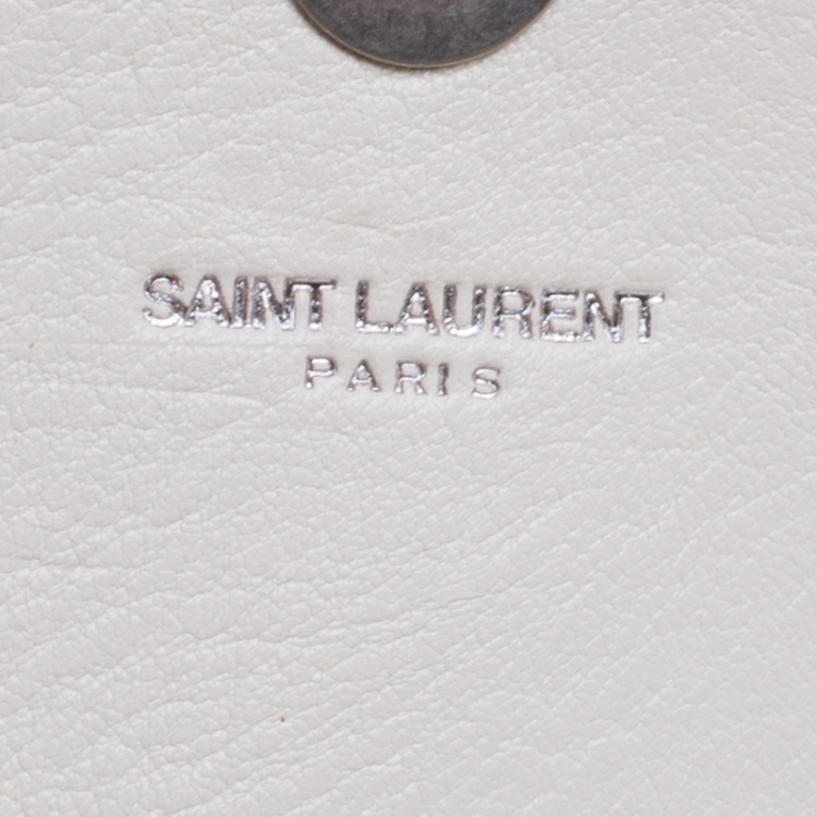 Pre Owned Saint Laurent White Matelassé Leather Baby  Monogram Crossbody Bag