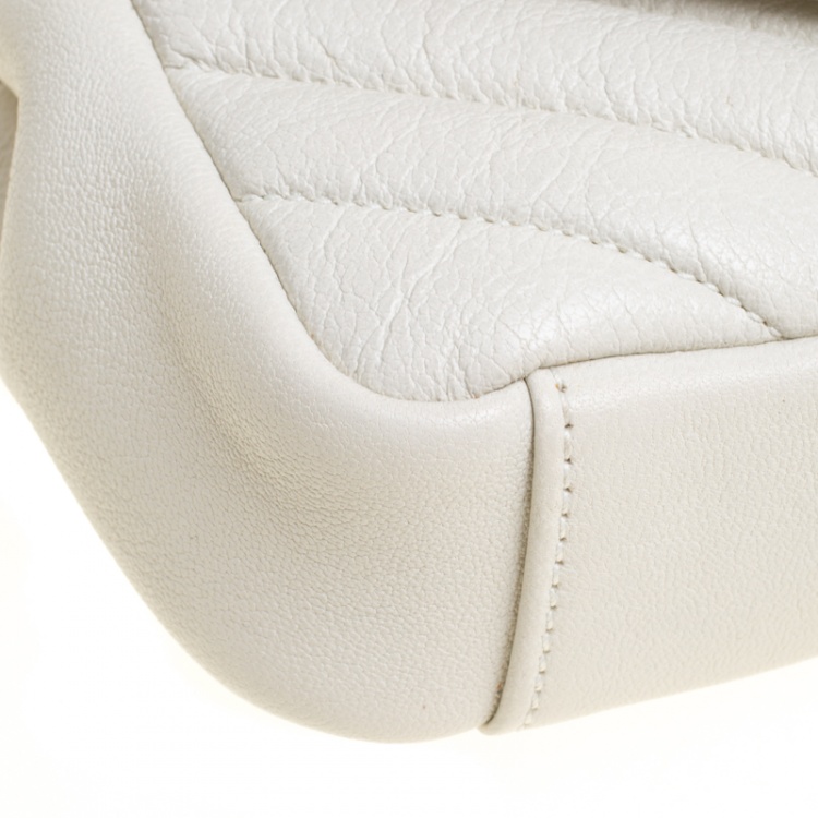 Pre Owned Saint Laurent White Matelassé Leather Baby  Monogram Crossbody Bag