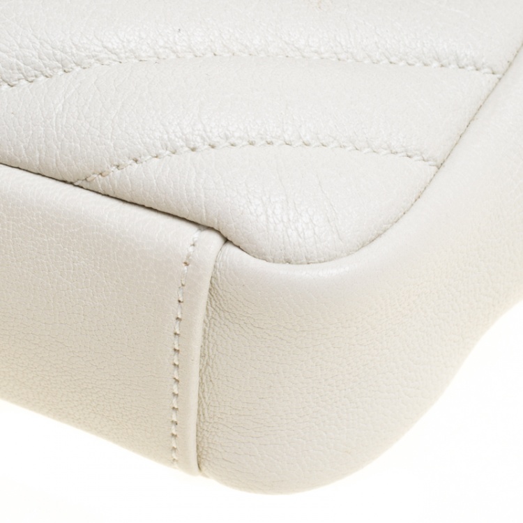 Pre Owned Saint Laurent White Matelassé Leather Baby  Monogram Crossbody Bag