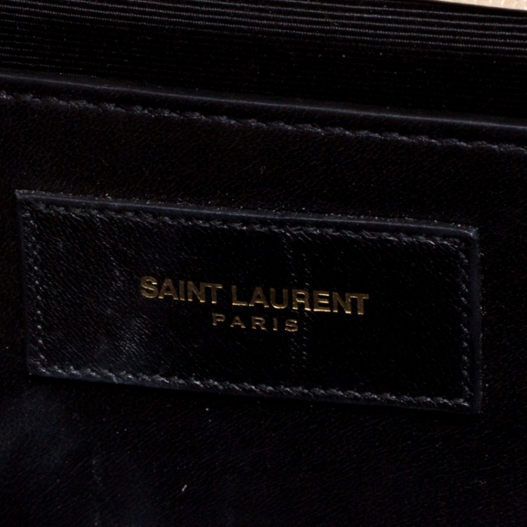 Pre Owned Saint Laurent Light Beige Leather Cassandre Clutch