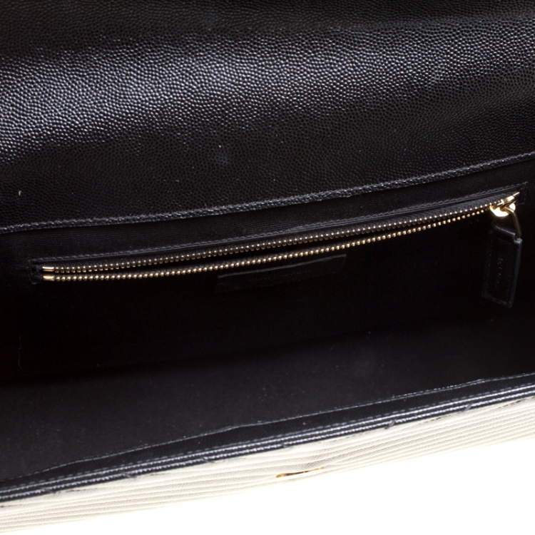 Pre Owned Saint Laurent Black Matelasse Leather Large Cassandre Flap Bag