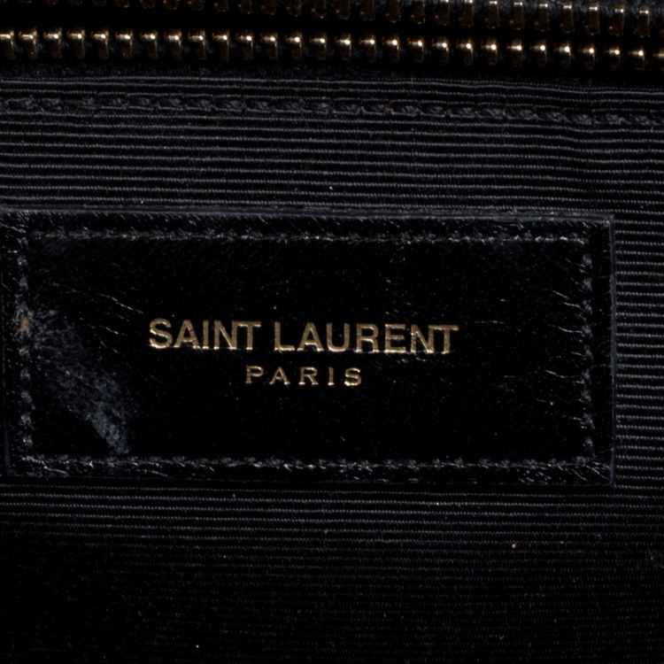 Pre Owned Saint Laurent Black Matelasse Leather Large Cassandre Flap Bag