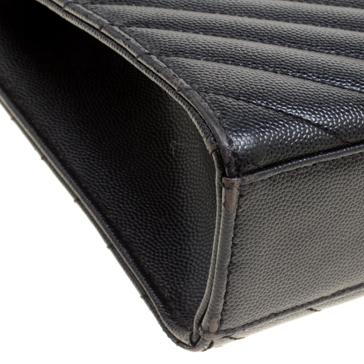 Pre Owned Saint Laurent Black Matelasse Leather Large Cassandre Flap Bag