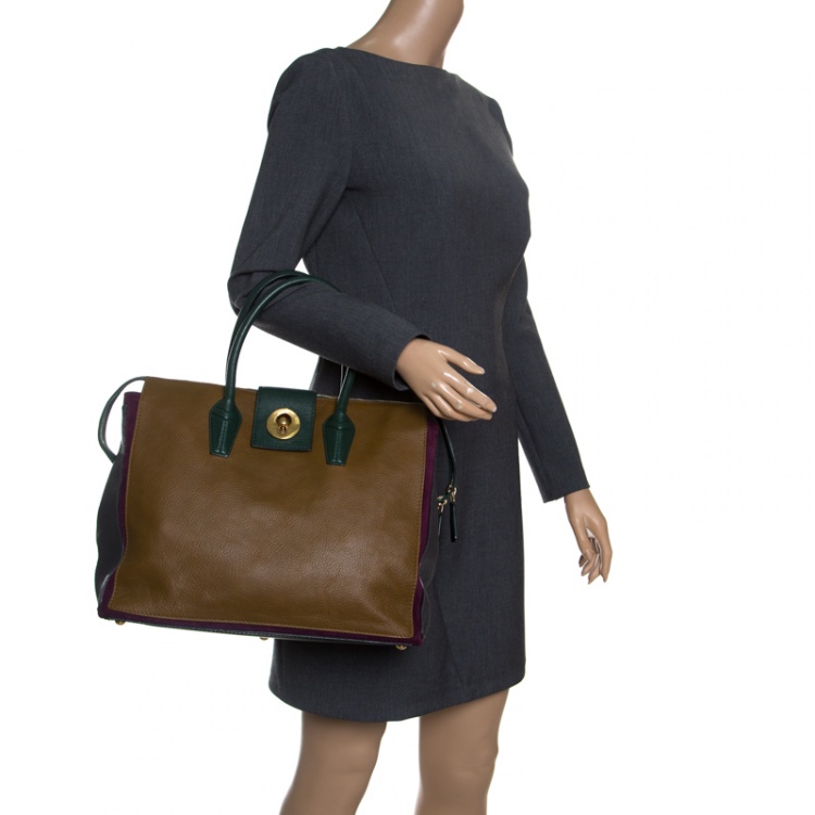 Pre Owned Saint Laurent Multicolor Leather and Suede Muse Two Bag