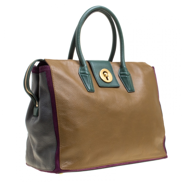 Pre Owned Saint Laurent Multicolor Leather and Suede Muse Two Bag