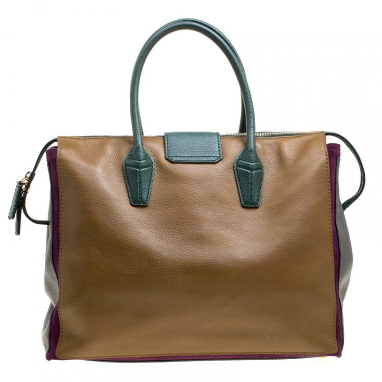 Pre Owned Saint Laurent Multicolor Leather and Suede Muse Two Bag