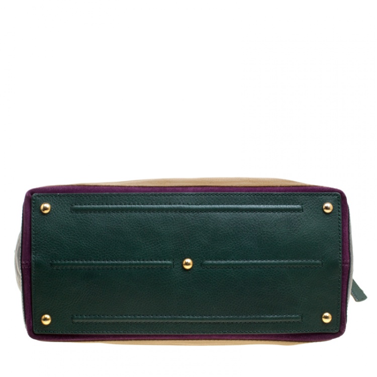 Pre Owned Saint Laurent Multicolor Leather and Suede Muse Two Bag