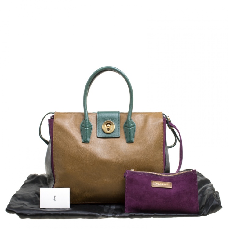 Pre Owned Saint Laurent Multicolor Leather and Suede Muse Two Bag