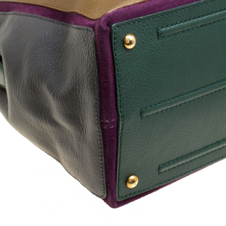 Pre Owned Saint Laurent Multicolor Leather and Suede Muse Two Bag