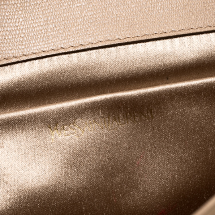 Pre Owned Saint Laurent Beige Leather Large Chyc Clutch