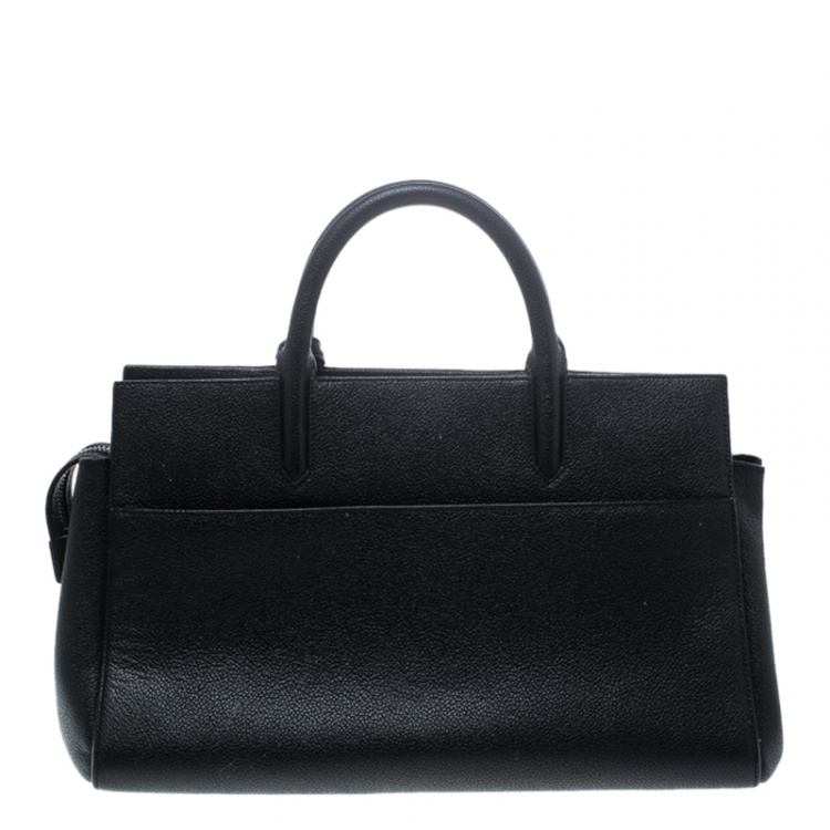 Pre Owned Saint Laurent Black Leather Small Cabas Rive Gauche Tote