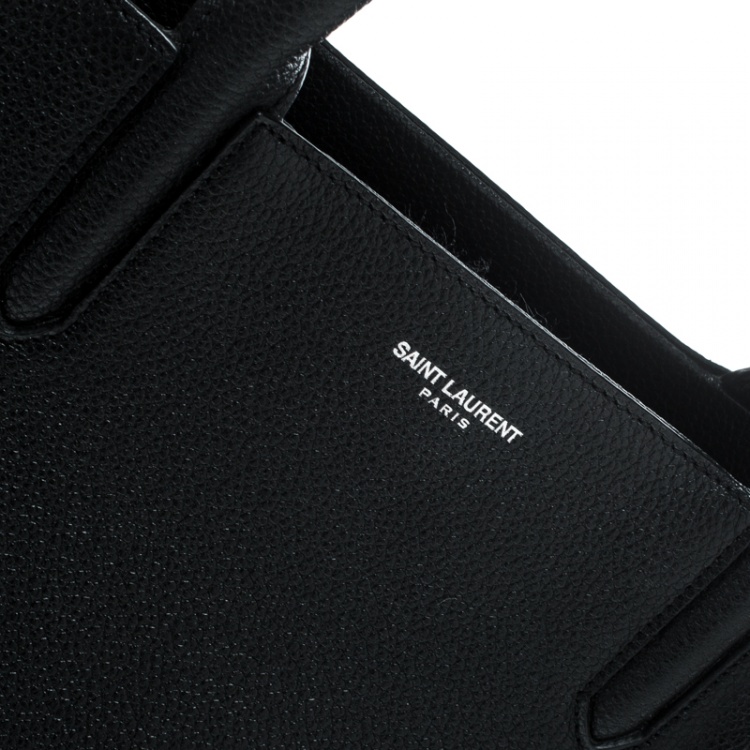 Pre Owned Saint Laurent Black Leather Small Cabas Rive Gauche Tote