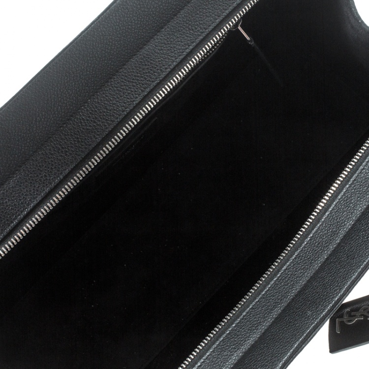 Pre Owned Saint Laurent Black Leather Small Cabas Rive Gauche Tote