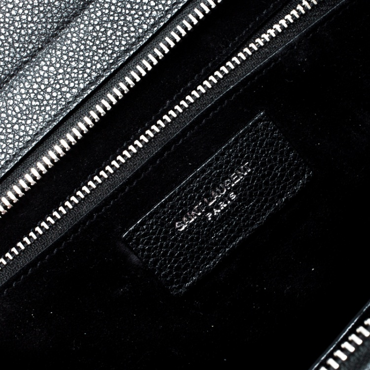 Pre Owned Saint Laurent Black Leather Small Cabas Rive Gauche Tote